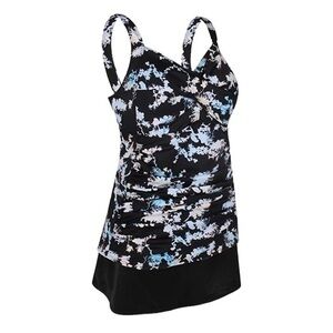 Floral Tankini Set Ruched Modest Two Piece Skirt Swimsuit